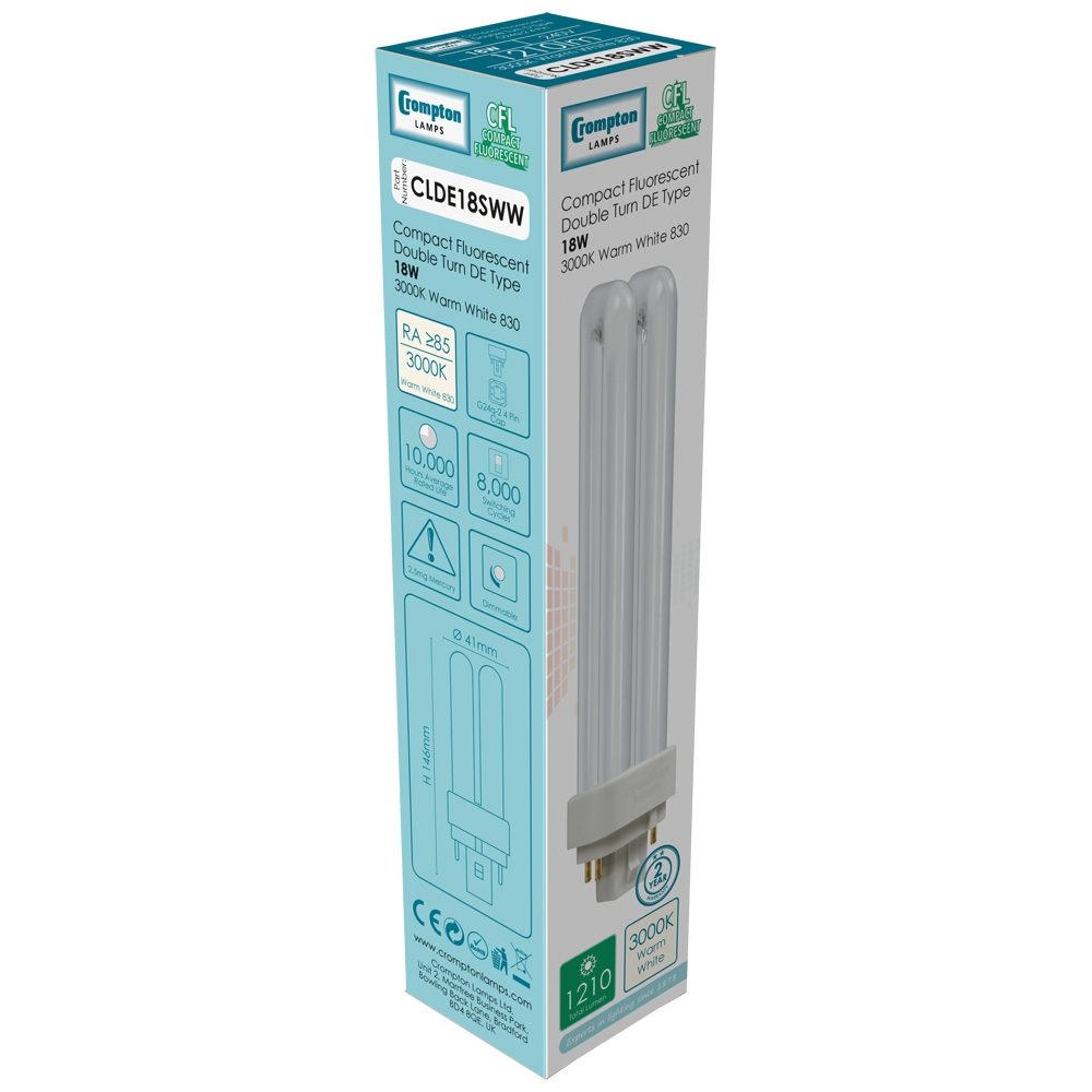 Crompton Compact Fluorescent D type 2 Pin CLD26SWW 2700k Warm White 