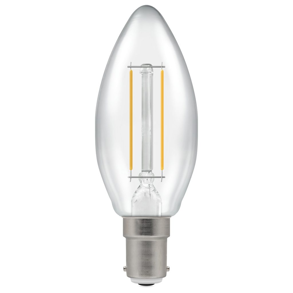 15418 - LED Candle Filament Clear • Dimmable • 2.5W • 4000K • SBC-B15d