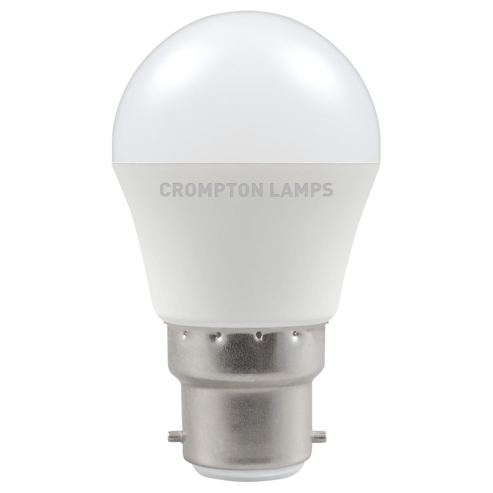 Crompton LED Round Thermal Plastic 5.5w in BC,SBC,SES,ES 2700k/4000k/6500k 