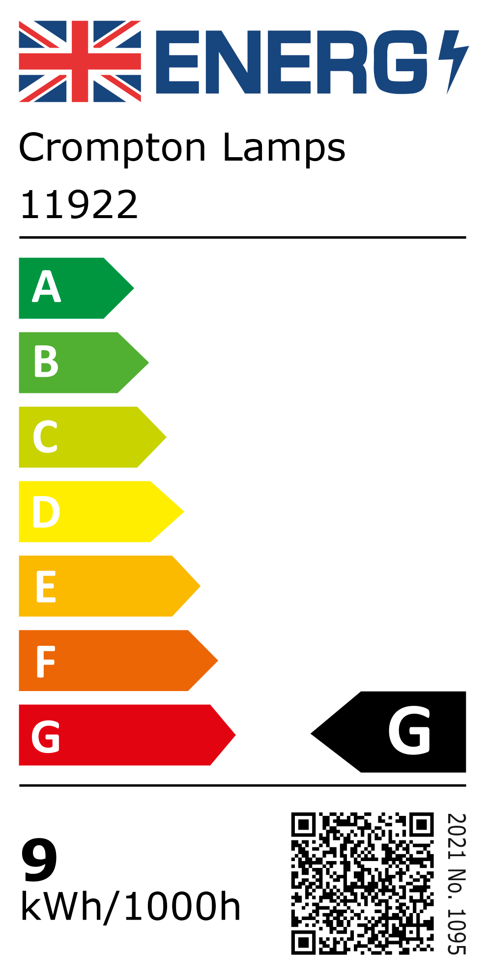 New 2021 Energy Rating Label: Stock Code 11922