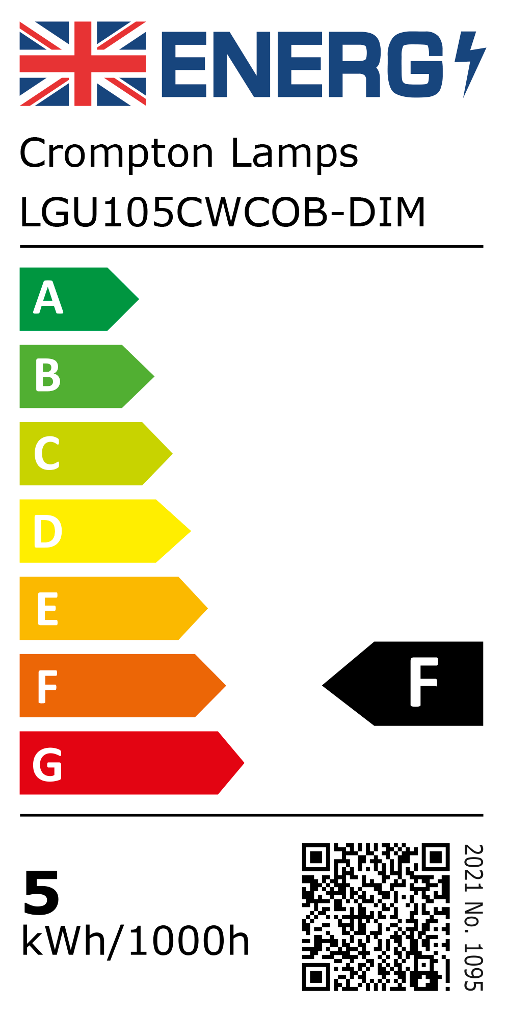 New 2021 Energy Rating Label: Stock Code LGU105CWCOB-DIM