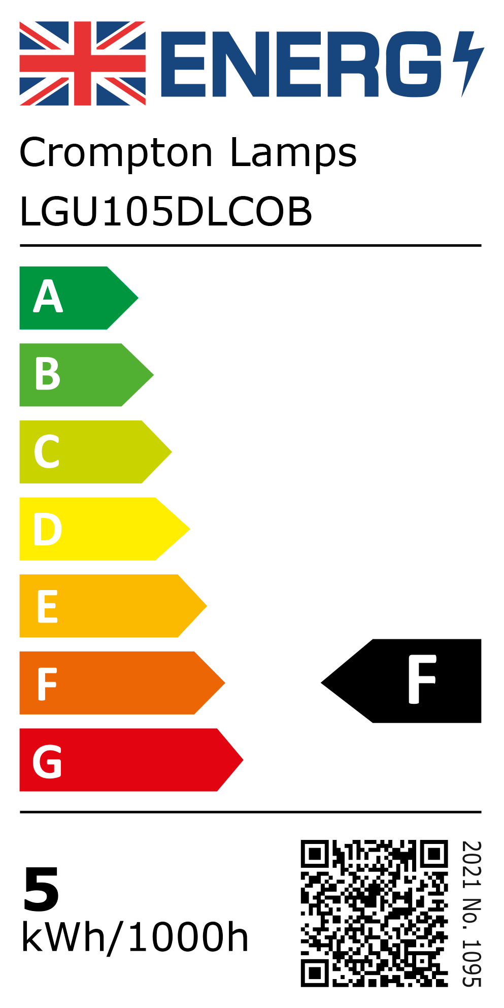 New 2021 Energy Rating Label: Stock Code LGU105DLCOB