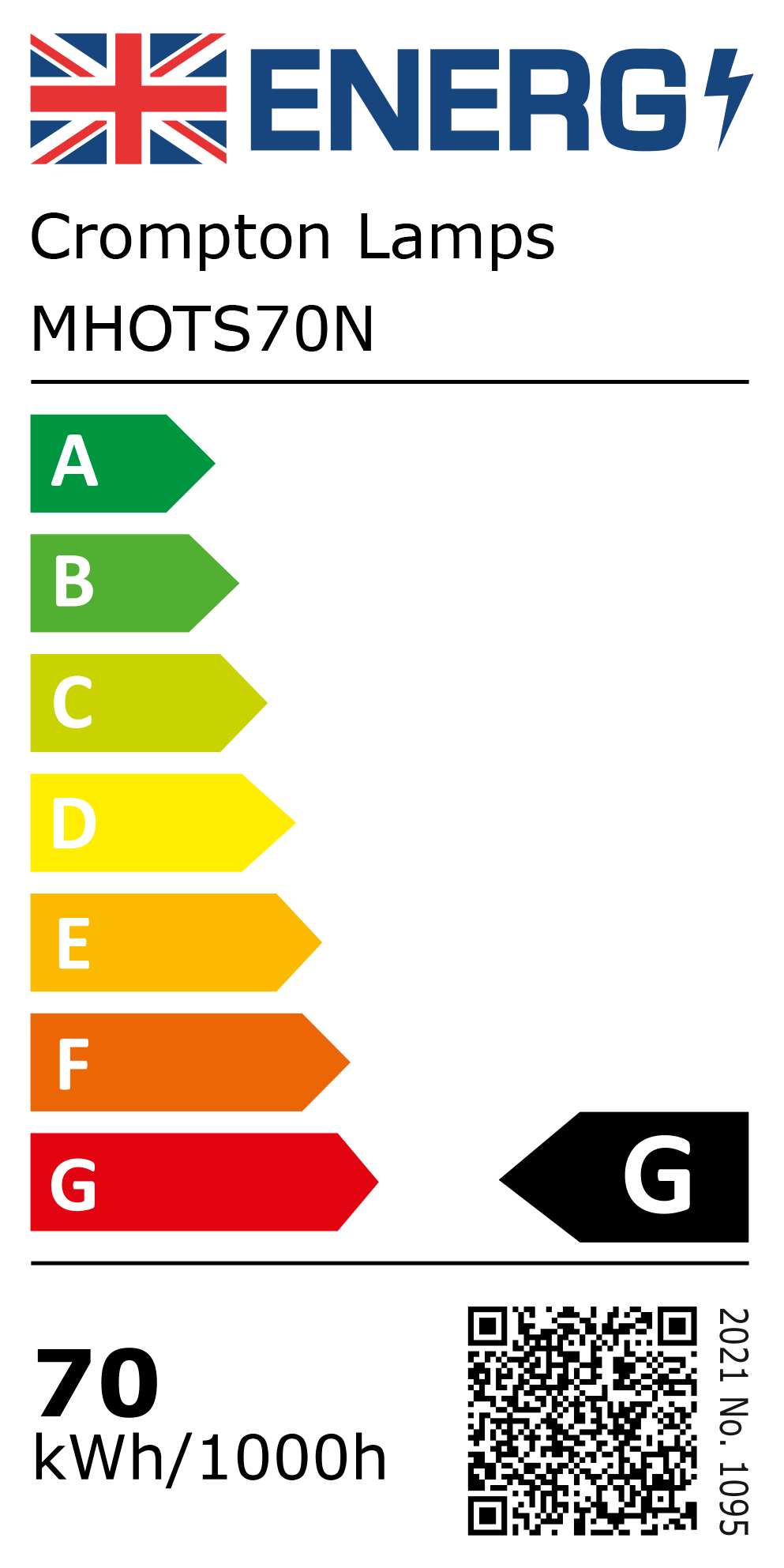 New 2021 Energy Rating Label: Stock Code MHOTS70N